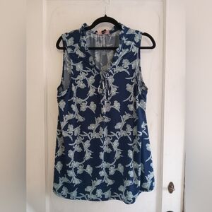 Floral Sleeveless Blue Top